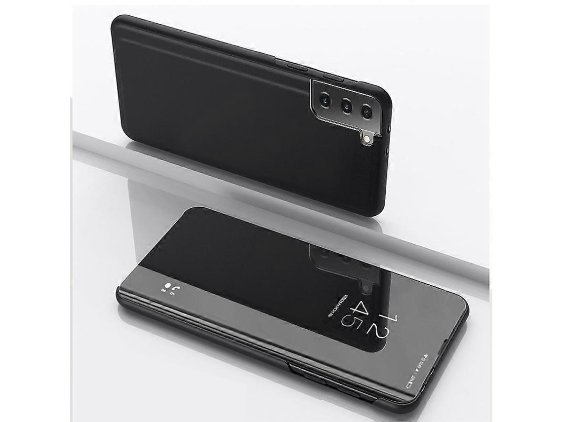 Capa De Couro Espelhado Banhado A Ouro Para Samsung Galaxy S23+ 5g Com Suporte.