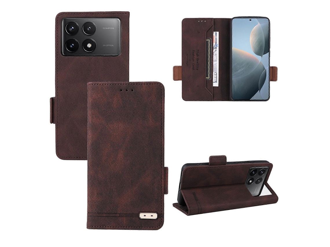 Capa De Couro Com Fecho Magnético Para Redmi Note 14 5g