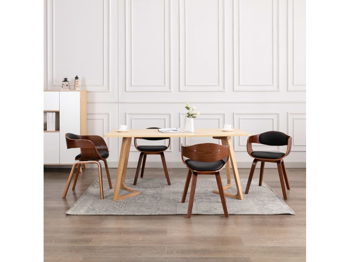 Vidaxl Cadeiras Jantar 4 Pcs Madeira Curvada E Couro Artificial