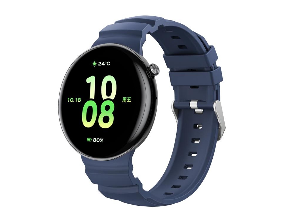 Bracelete Para Honor Watch Fit Ocean - Silicone Duas Cores - Dupla Fileira De Furos - Fivela Prateada Azul Escuro
