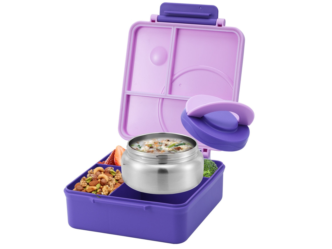 (roxo) Recipiente Térmico Para Sopa Com Quatro Compartimentos, Perfeito Para Adolescentes E Funcionários De Escolas E Cantinas.