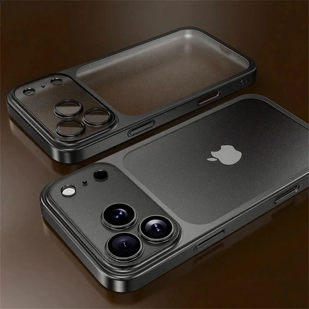 Capa Transparente Eletroplaqueada Para Iphone (iphone Air Preto), Com Protetor De Lente.