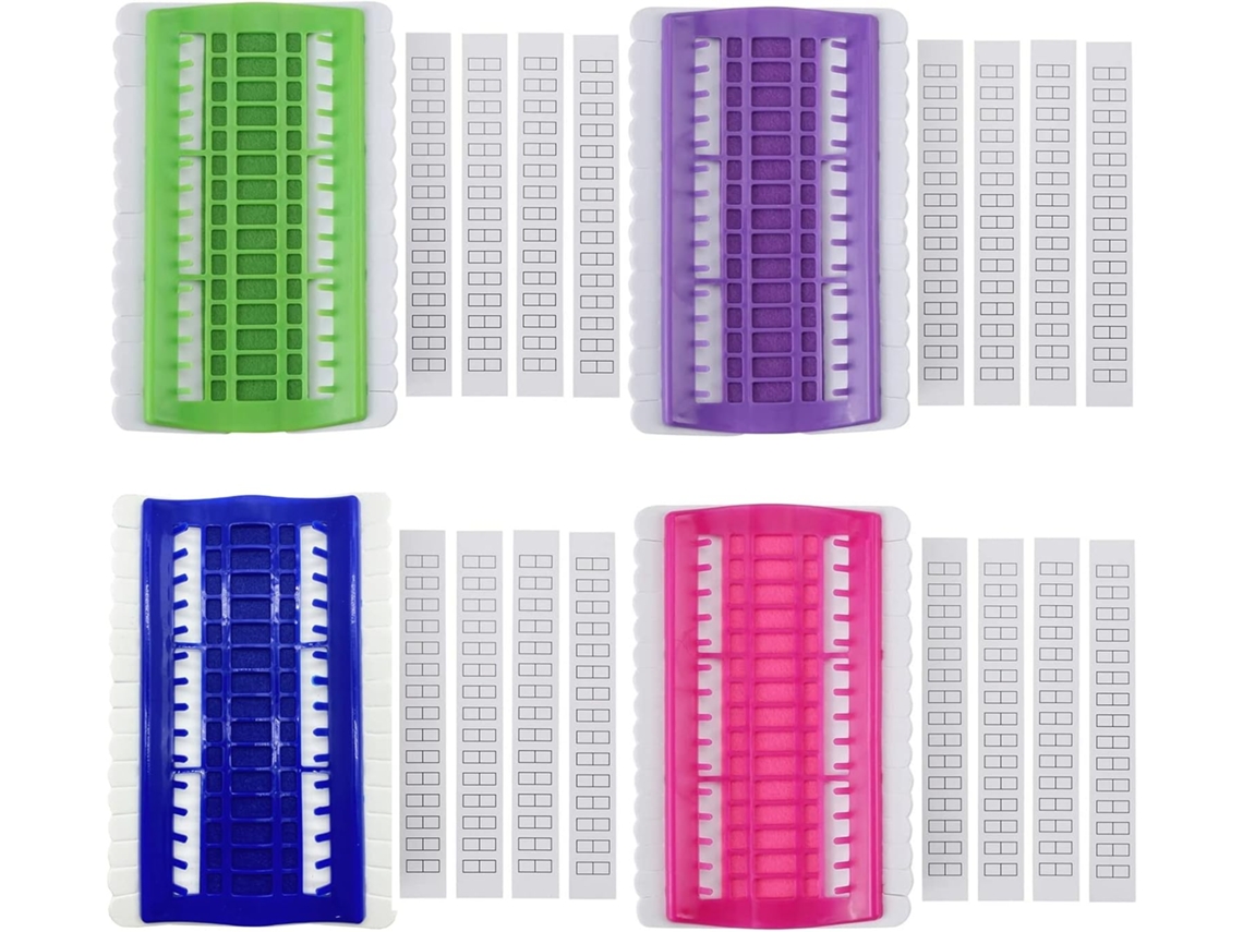 Kit Organizador de Linhas de Bordado com 4 Peças e 30 Posições Cada AQUAFORGE (1 Verde, 1 Azul, 1 Rosa, 1 Roxo)