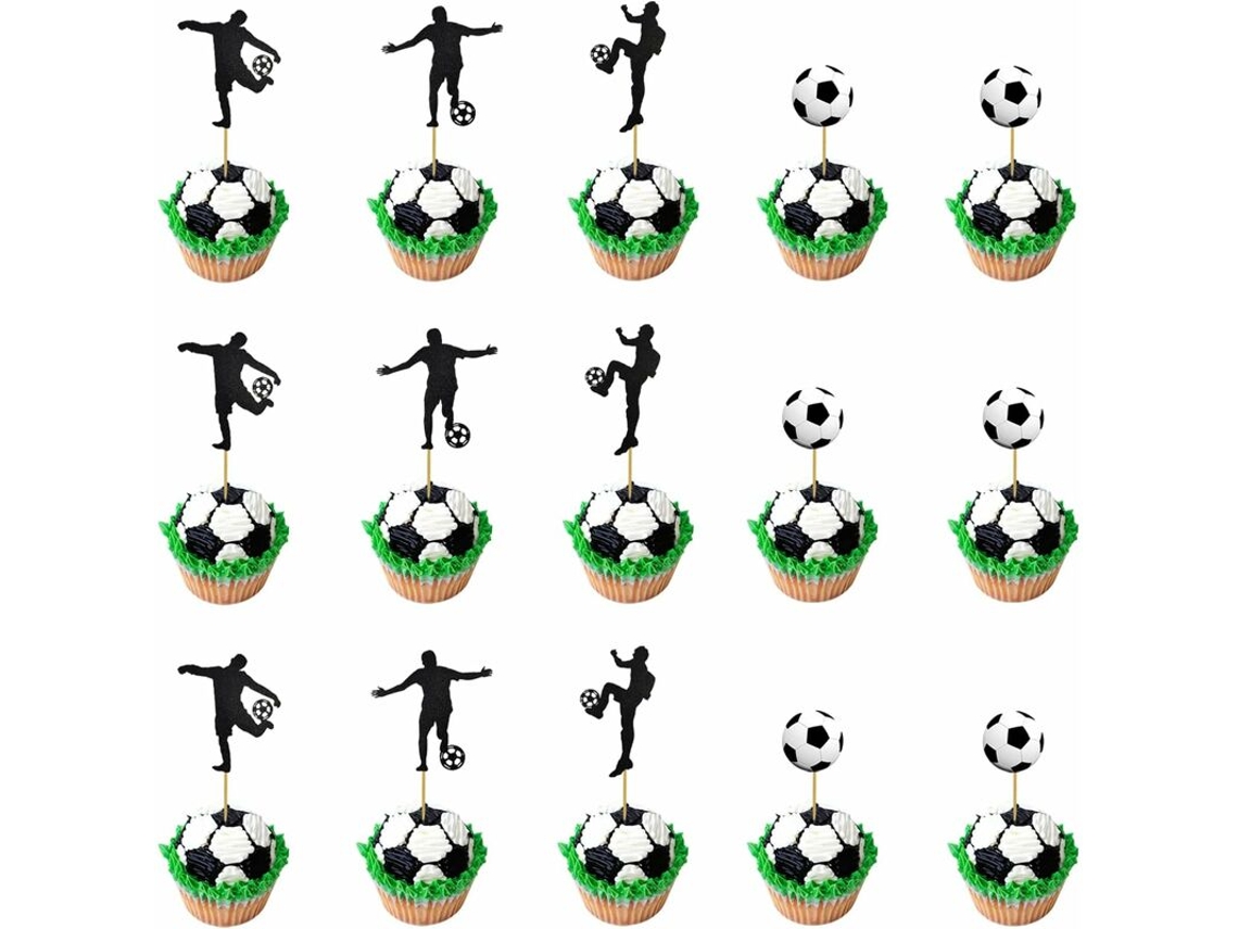48 Unidades De Enfeites Para Cupcakes Com Tema Futebol, Ideais Decoração Bolos Em Festas Temáticas Futebol E Aniversários.