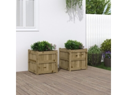 Vidaxl Vasos/floreiras De Jardim 2 Pcs Madeira De Pinho Impregnada