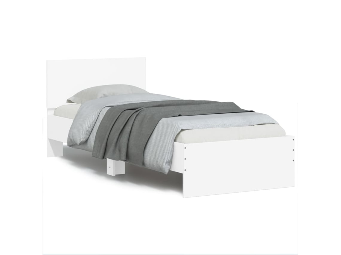Vidaxl Estrutura De Cama C/ Cabeceira E Luzes Led 90x190 Cm Branco