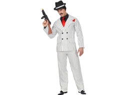 Traje de gangster branco listrado masculino