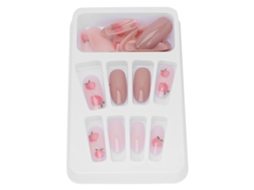 24 Unhas Falsas Com Design De Pêssego Para Mulheres E Meninas, Elegantes E Bonitas, Ferramenta De Manicure