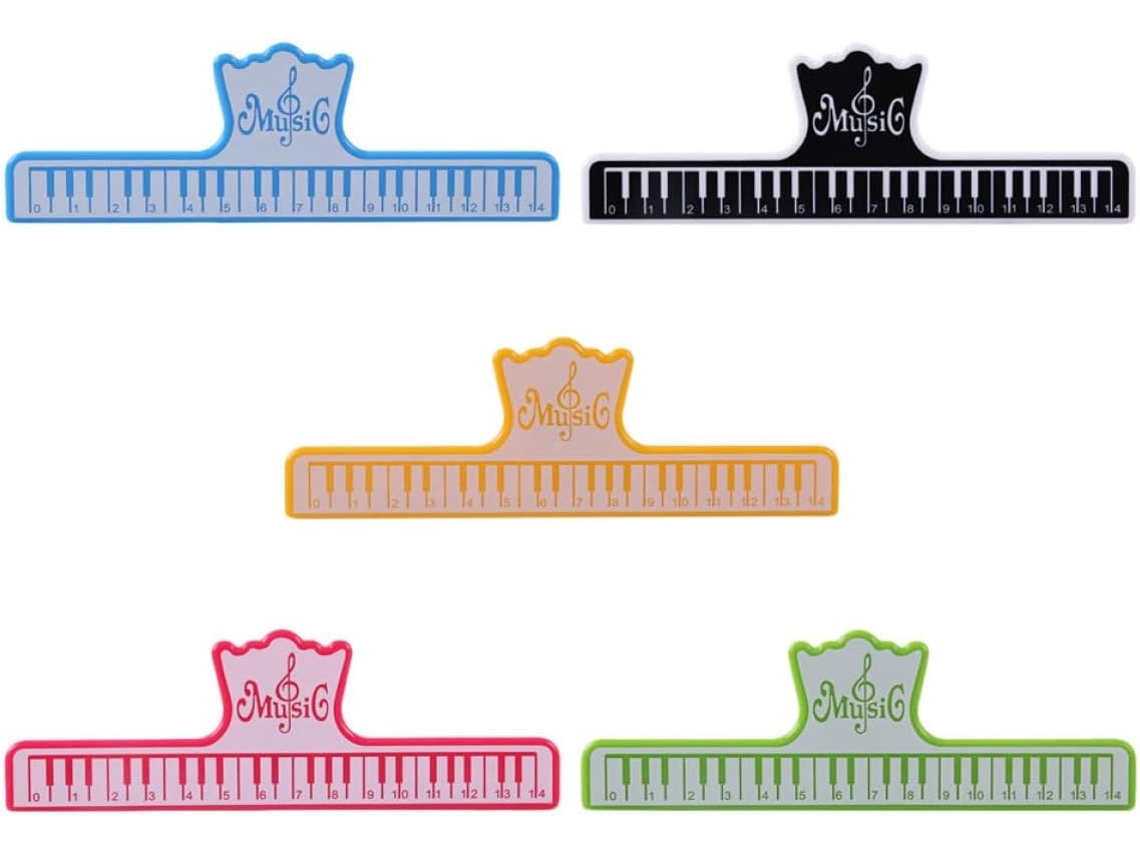 Doitool 5-clipes De Partituras Em Abs, Clipes Fixos Piano Books Em Cores Amarelo, Vermelho, Verde, Azul E Preto