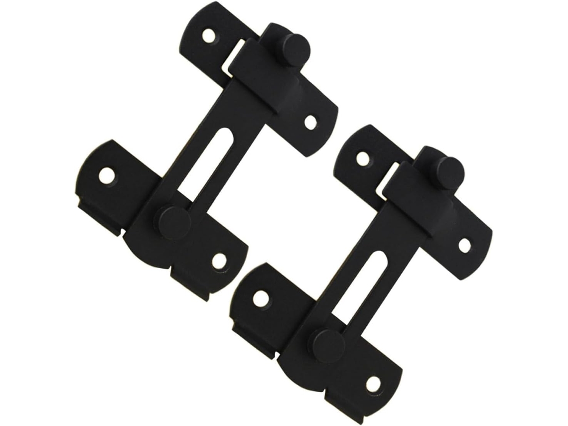 Conjunto De 2 Travas Porta Em Aço Inoxidável Com Acabamento Preto Fosco, Fivela Reforçada Gaiolas E Cercas De