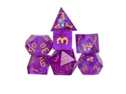 Primerox conjunto de Dados Poliédricos de Resina Roxa 7pcs para Jogos de Tabuleiro e Rpg com Números Dourados