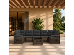 Vidaxl Conjunto De Sofá De Jardim 8 Unid. Cinzento Vime Pe