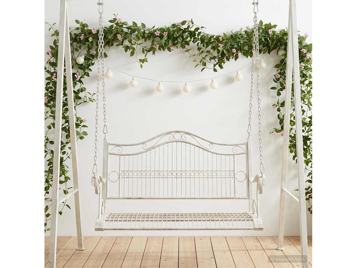 Vidaxl Banco De Balanço Aço 115 X 61 X 63 Cm Branco Antigo