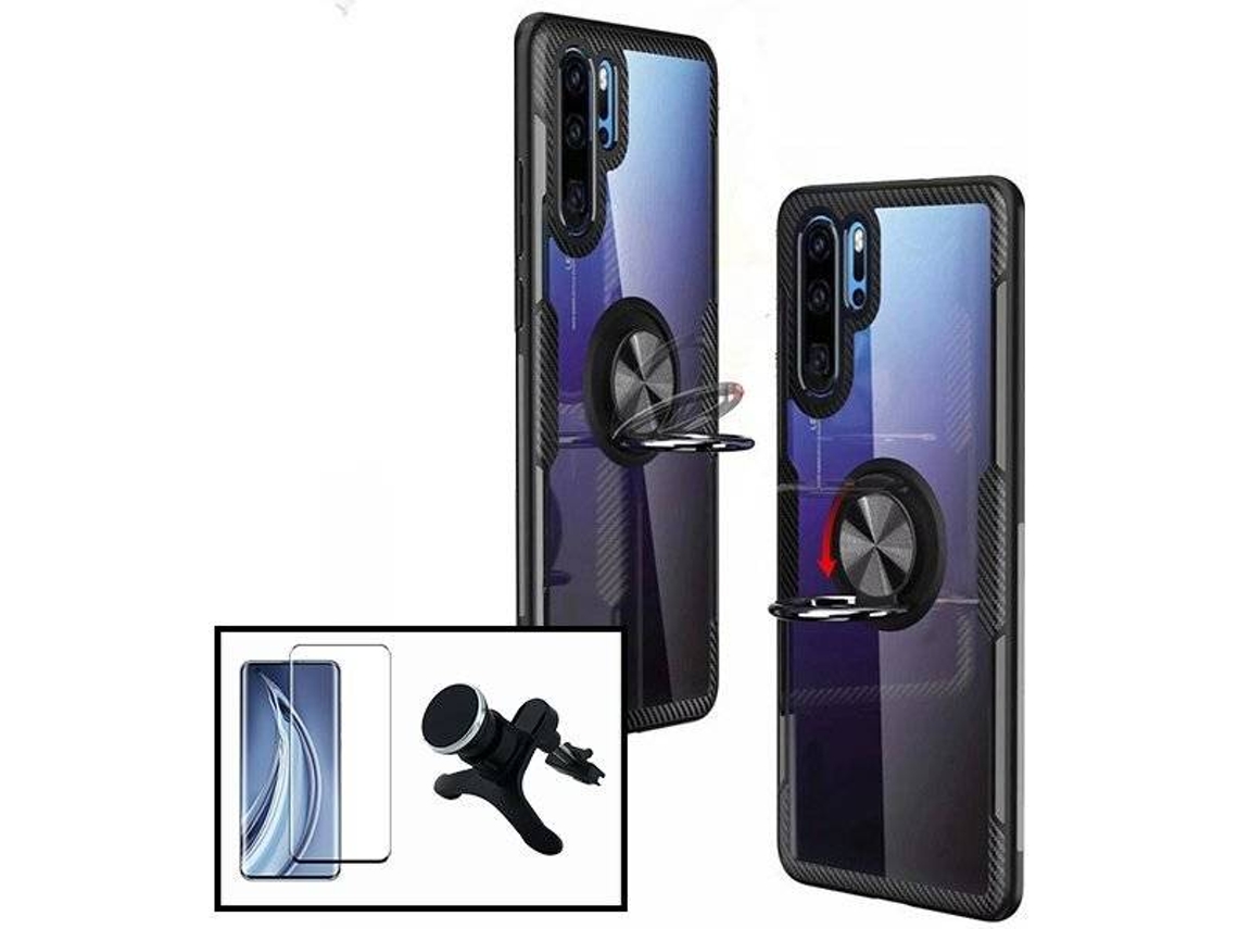 Kit Capa, Suporte e Película de Vidro Temperado Huawei Honor 10 Clear Armor Transparente e Preto