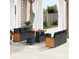 Vidaxl Conjunto De Sofá De Jardim 9 Unid. 8-número De Lugares Preto