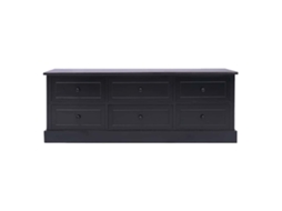 Móvel de TV 108x30x40 Cm Madeira Paulownia Maciça Preto MAISON EXCLUSIVE