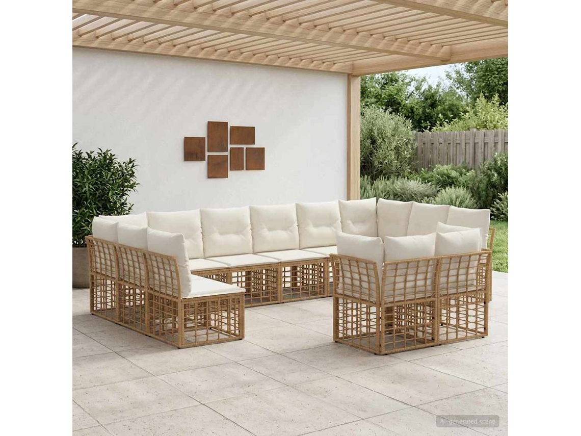 Vidaxl Conjunto De Sofás Para Exterior Natural E Branco Creme