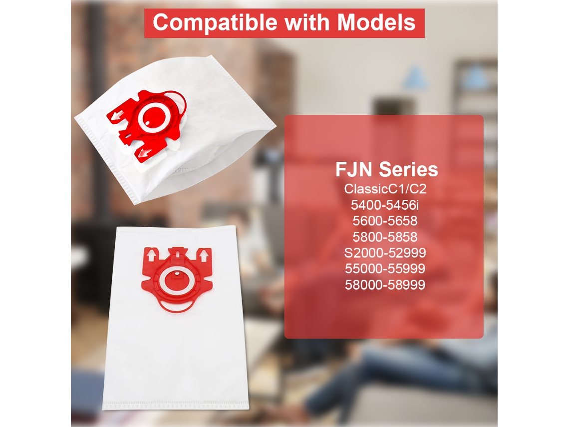 Pack de 8 Sacos de Substituição para Aspirador compatível com Miele e Fjn LAXISCREED