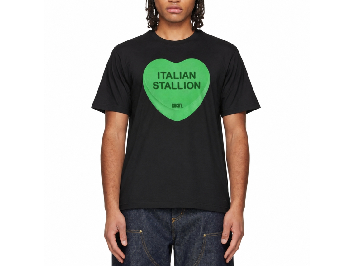 Rockinstone Rocky Movie Italian Stallion Heart Black Adult T-shirt Size:m