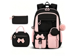 Mochila Escolarcom Porta-moedas Lancheira E Estojo Para Lápis, Ideal Para Viagens E Campismo Rosa Hexinyigjly