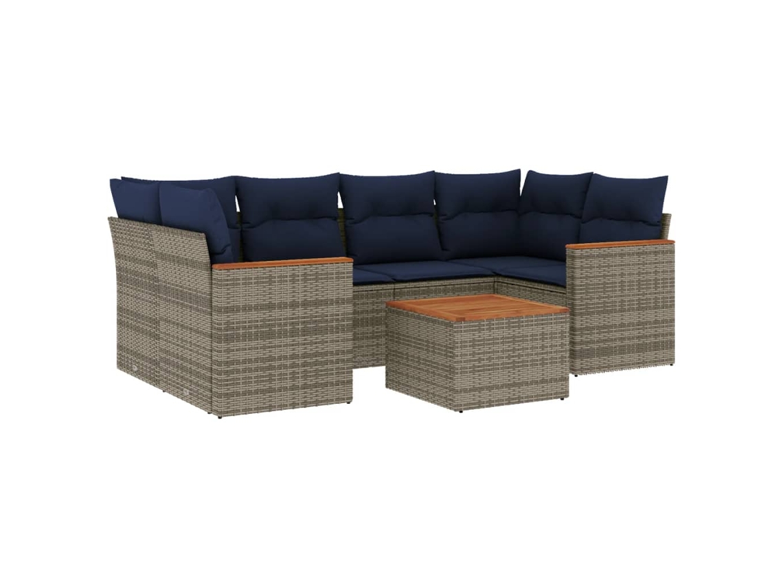 Conjunto de Sofá de Jardim, 7 Peças, Almofadas, Rattan Cinza MAISON EXCLUSIVE
