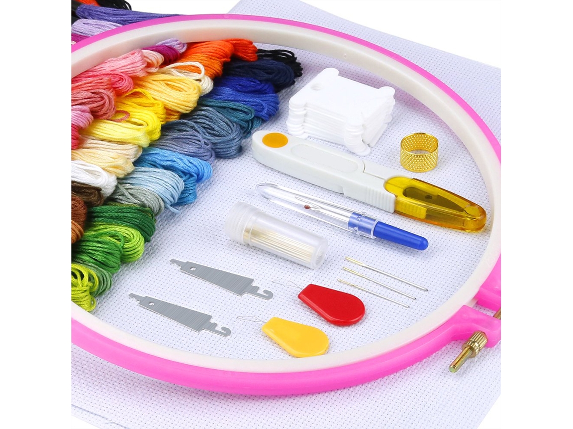 Kit De Iniciação Para Bordado, 5 Bastidores De Plástico Para Bordado, 50 Cores De Linha Para Bordado Slowmoose