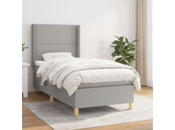 Vidaxl Cama Com Molas/colchão 100x200 Cm Tecido Cinzento-claro