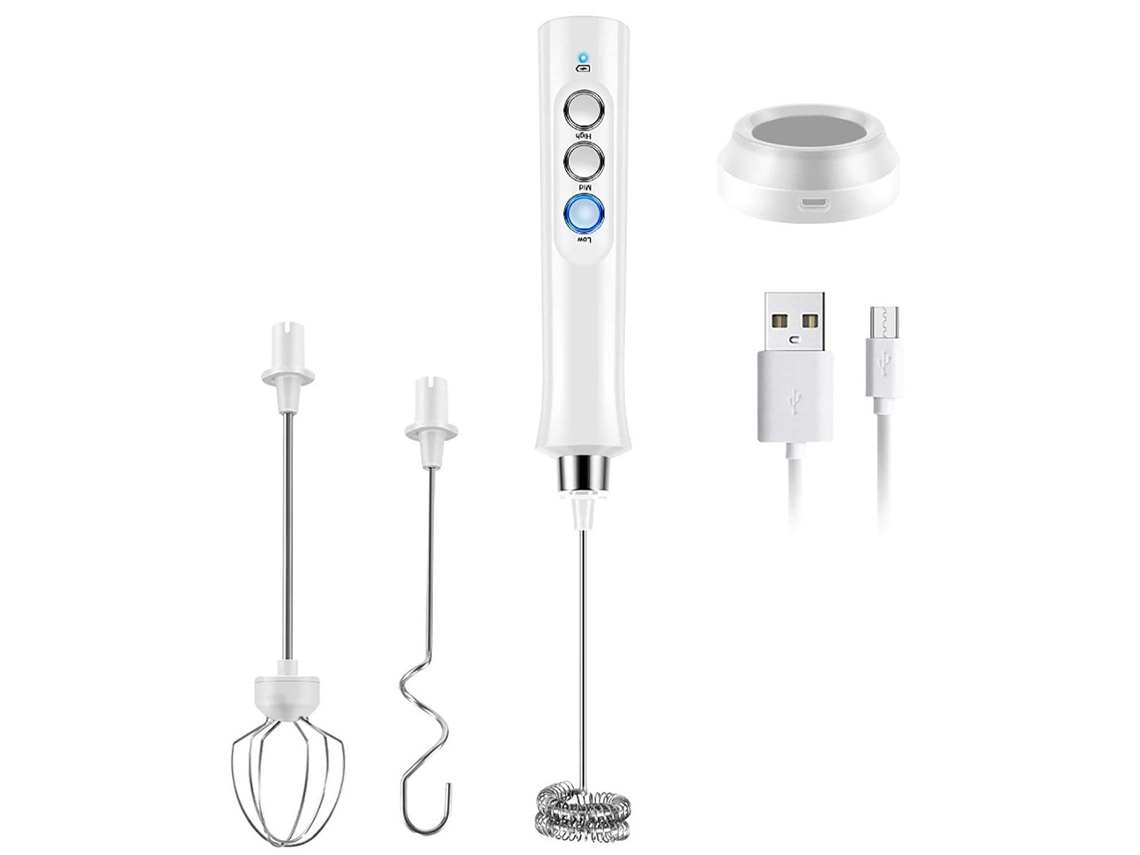 Espumador De Leite Elétrico Com Alças Duplas, Recarregável Via Usb.