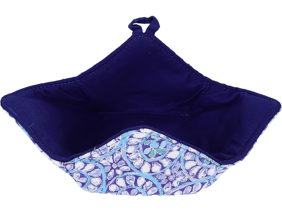 Suporte Para Tigela De Micro-ondas Azul, Feito De Algodão E Esponja Reutilizáveis, Com Isolamento Térmico.