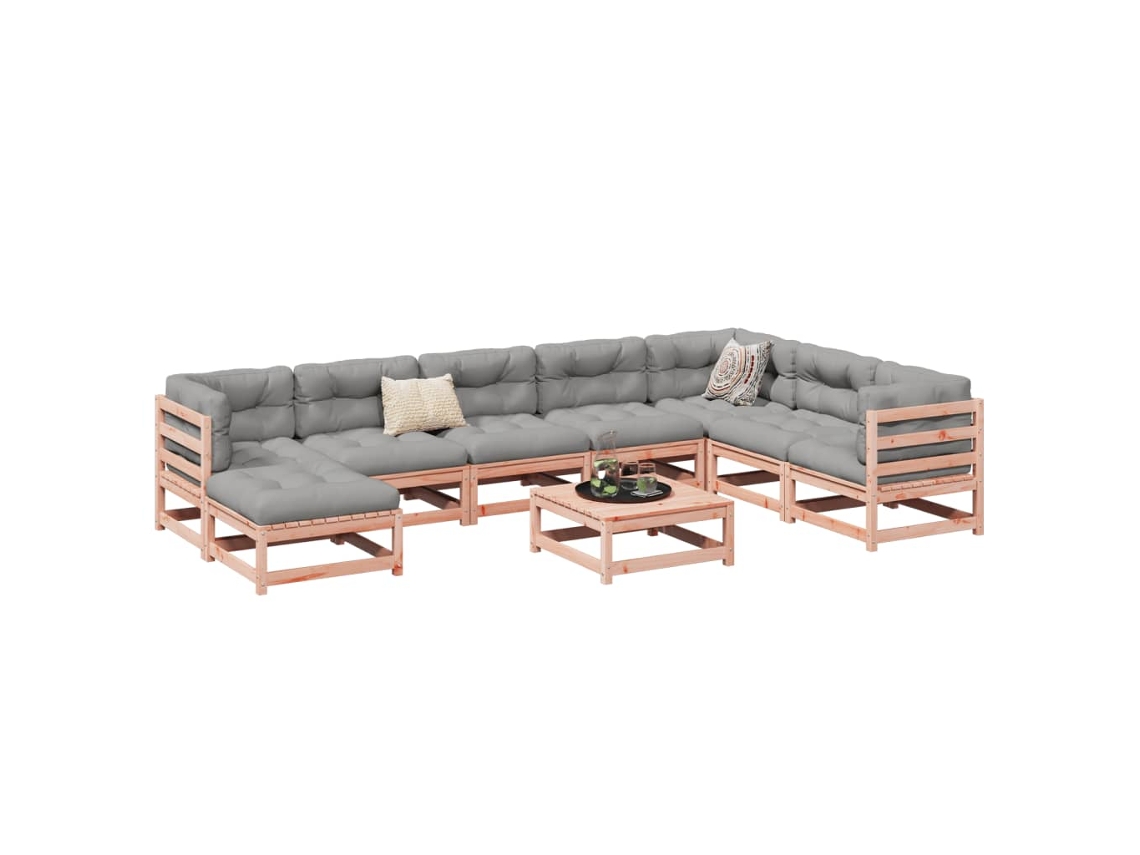 Vidaxl 9 Pcs Conjunto Sofás Jardim Madeira Abeto-de-douglas