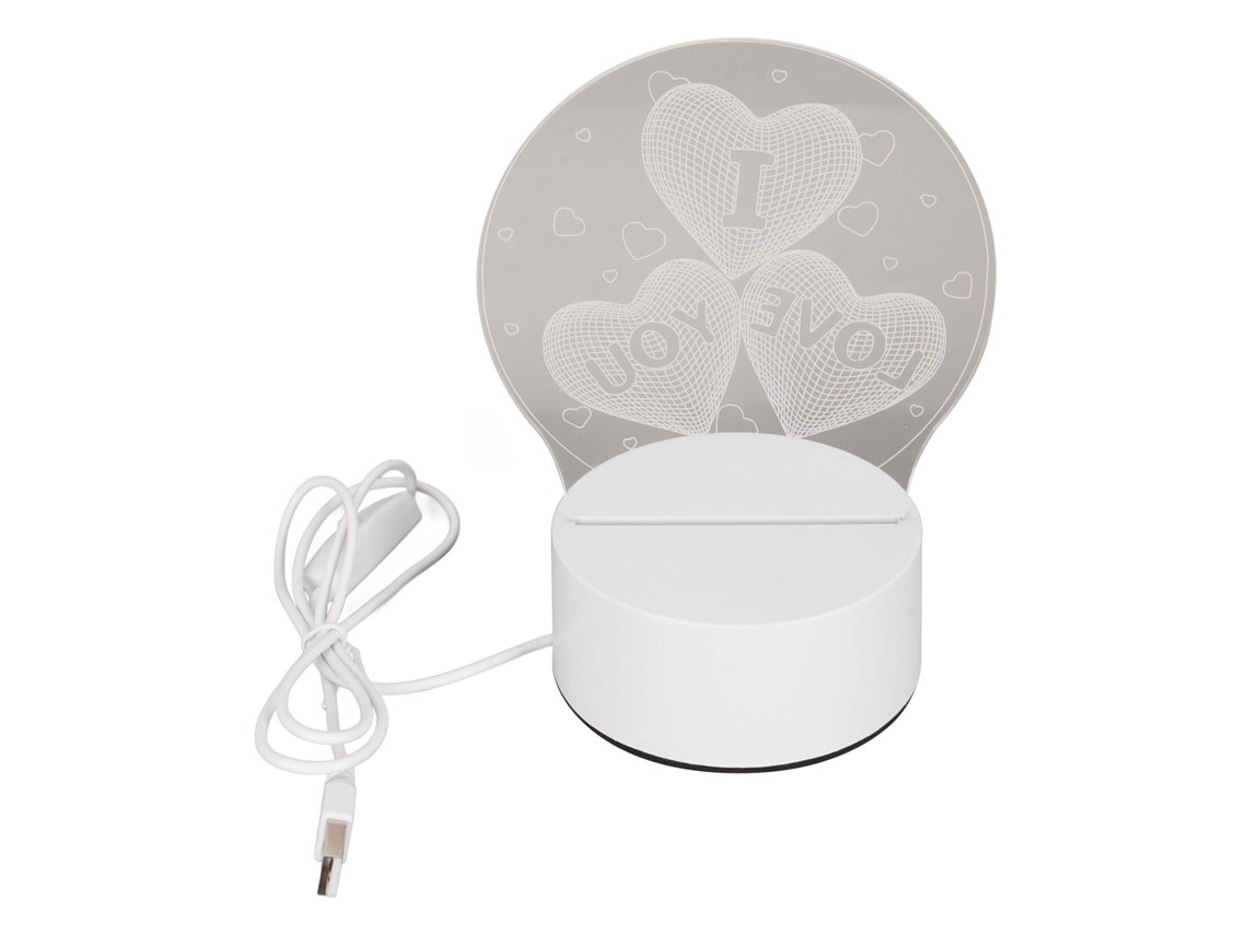 Lâmpada 3d Coração Luz Suave Usb para Quarto e Bar