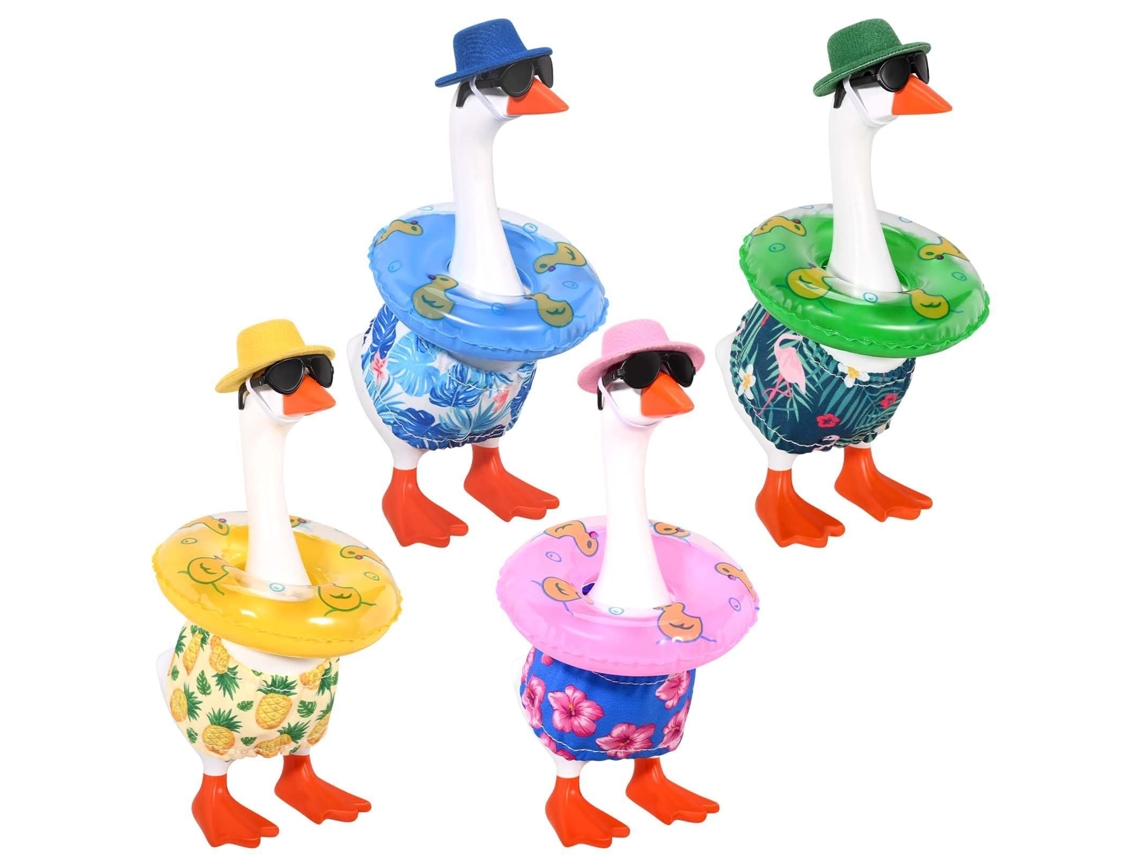 Laxiscreed: Conjunto De Decoração De Mesa Com Bonecos De Surf Beach Com 7 Polegadas, Chapéu, Óculos De Sol E Boia Para Festa