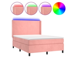 Conjunto 1 Cama Box Spring Vidaxl Cor-de-rosa Veludo (193 X 147 X 128 Cm)