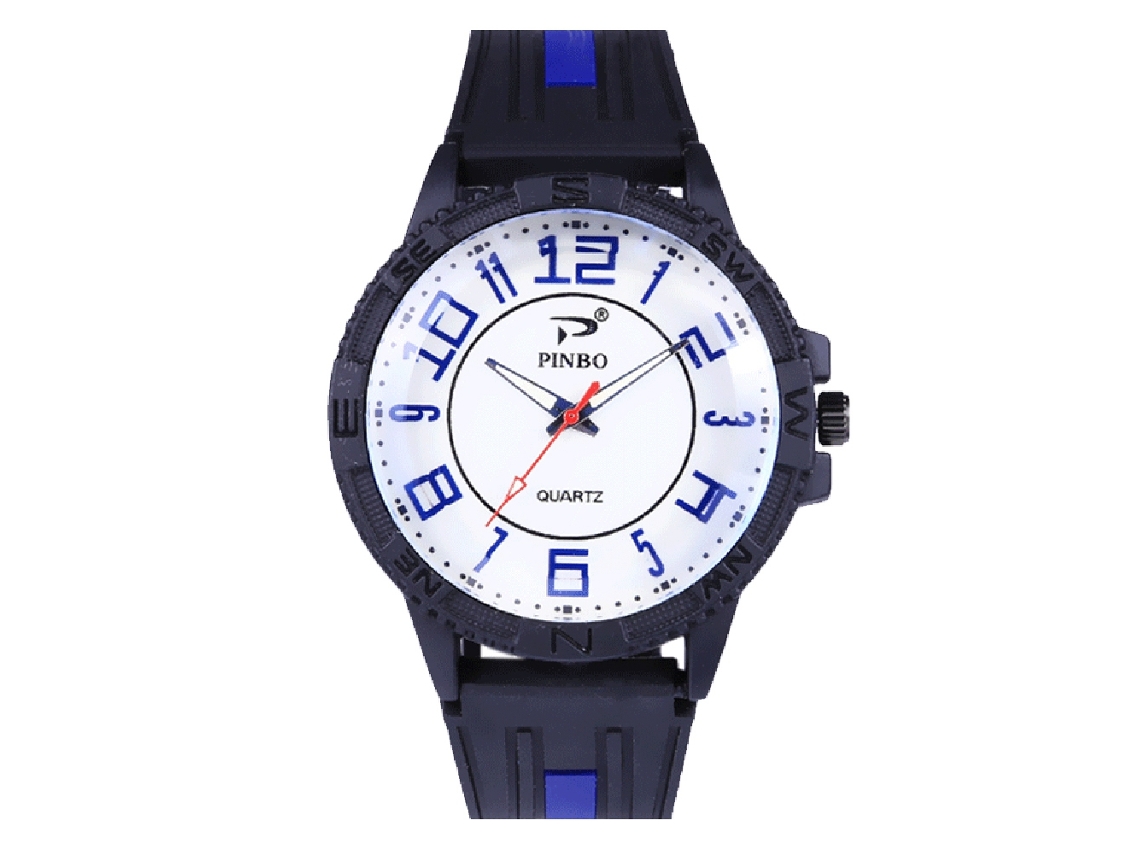 Relógio esportivo masculino de silicone com movimento de quartzo para um estilo moderno ao ar livre, azul.