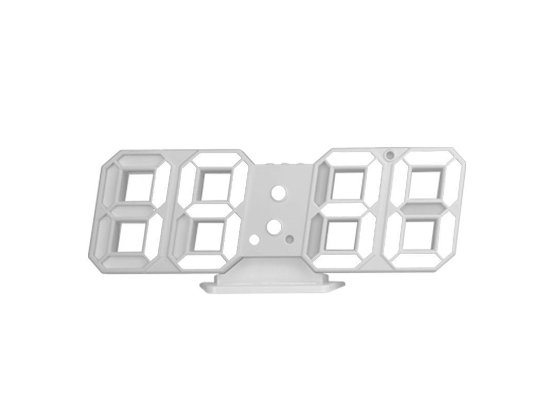 Reloj Digital 3d Usb Con Alarma Led Y Temperaturas Para Decoración Hogar Marco Blanco Carácter Blanco