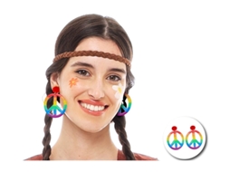 Brincos Hippie Peace Rainbow 6x7,5 cm