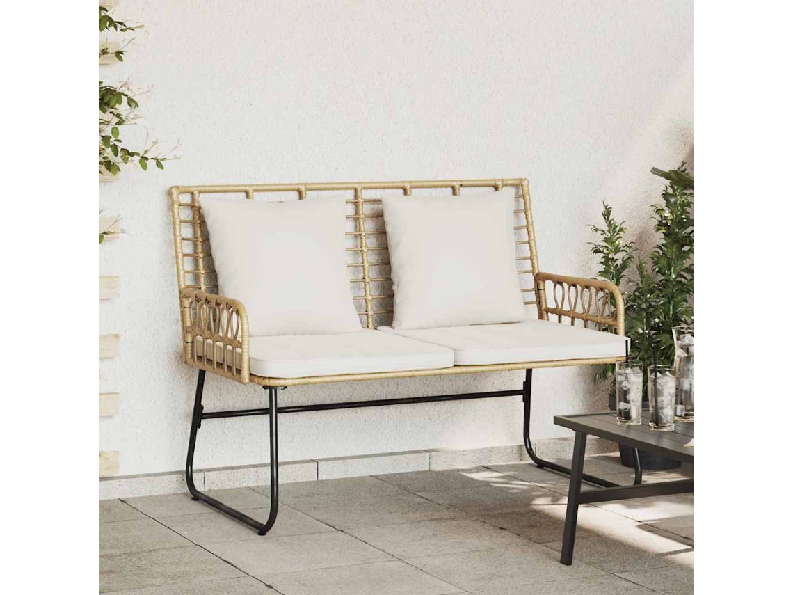 Vidaxl Banco De Jardim Marrom E Creme Vime Pe