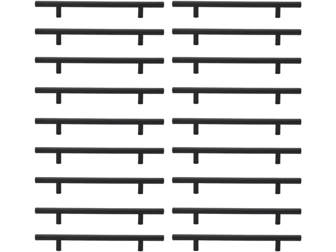 Heallily 25 Peças Puxador De Armário Em Aço Inoxidável Preto 10 * 64 100, Distância Entre Furos De 6, 4cm, Para Móveis