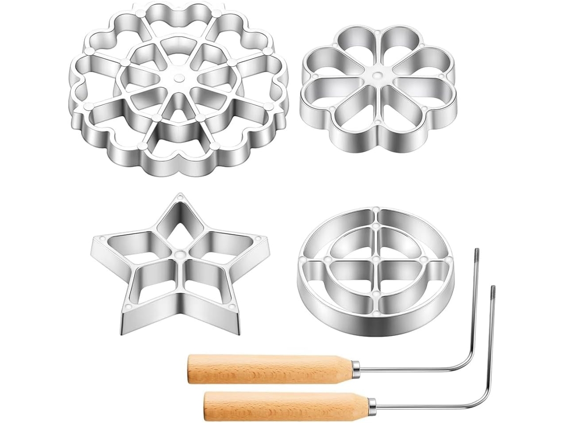 Conjunto De Formas Para Rosetas, Formas De Waffle Em Liga De Alumínio, Forma Para Buñuelos Com Alça, Gokoco