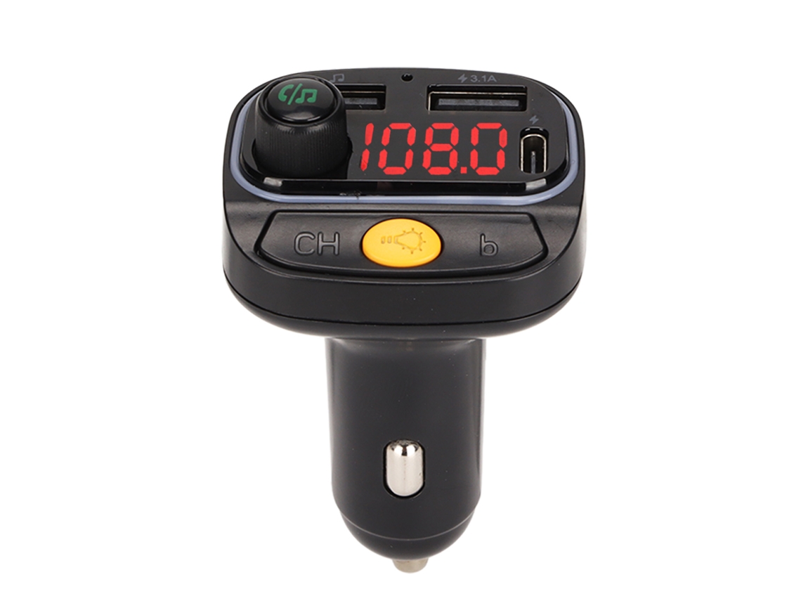 Transmissor Fm Bluetooth C15 para Carro com Portas Usb Duas Carregamento e Luz Led