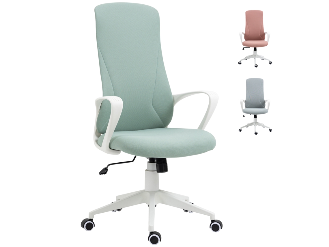 Cadeira de Escritório Giratória, com Altura Ajustável, Apoios de Braço, Função de Inclinação, Encosto Alto, 62x56x110 119,5cm, Verde ZENCORE SERVICES