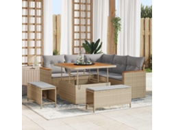 Vidaxl Conjunto De Sofá De Jardim 8 Unid. Bege Vime Pe