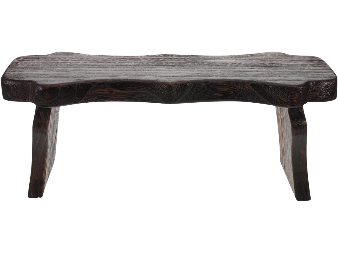 Banqueta Japonesa Madeira Maciça Apoio Pés Pequeno Estável Design Compacto Que Economiza