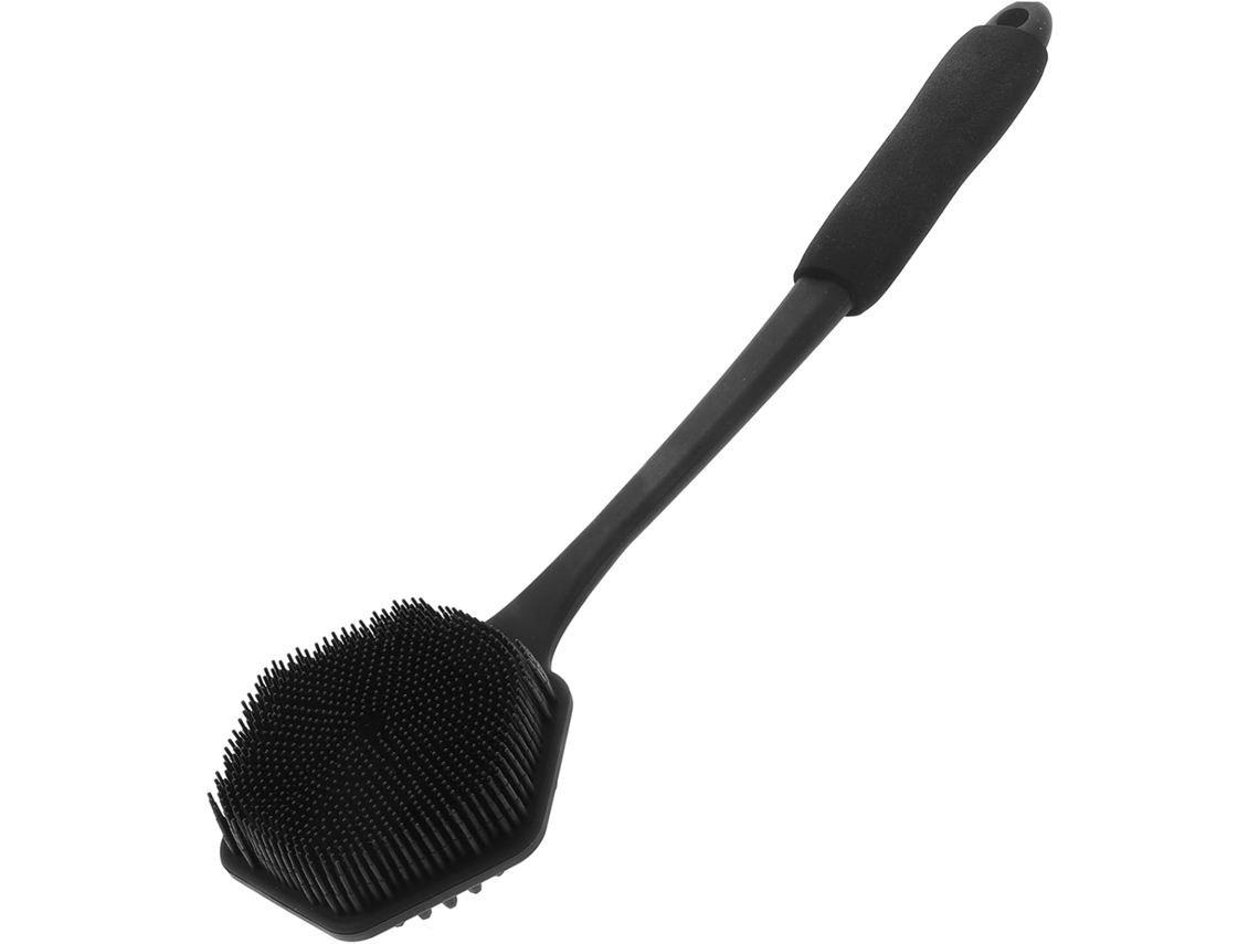 Escova De Banho Dupla Face Healvian Em Silicone Com Cabo Alongado Para O Corpo, Esfolia As Costas E Limpa Eficazmente