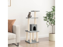 Vidaxl Árvore P/ Gatos C/ Postes Arranhadores Sisal 105 Cm Cinza-claro