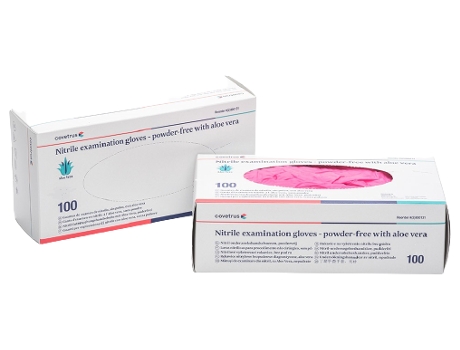 COVETRUS Guantes Nitrilo Sin Polvo Áloe Vera Rosa 100 Unidades
