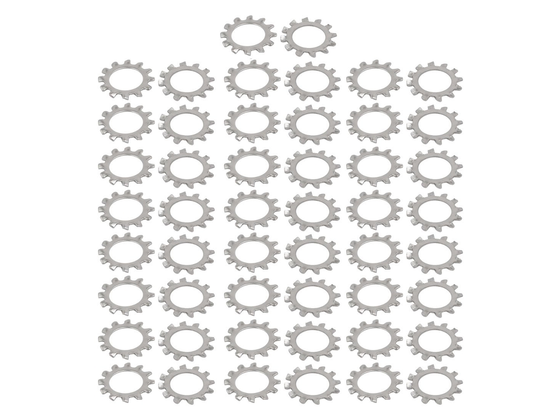Arruela Dentada Externa de Aço Inoxidável com Diâmetro Interno 12 Mm, Tom Prateado, 50 Peças CHABERLU