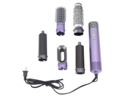 2026 conjunto de Pente Secador de Ar Caliente 5 em 1 Multifuncional para Pentear Cabelo Liso e Cachado Roxo