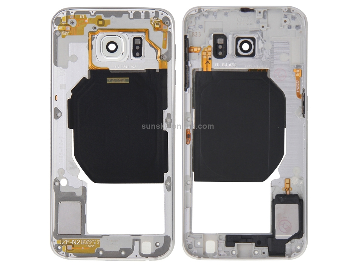 Tampa Traseira Câmara Lens Panel Com Botões Laterais E Altifalante Buzzer (branco) Para Galaxy S6 / G920f