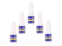 Cola Para Unhas Com Pincel, 10g, Pacote Com 5 Frascos Azuis.